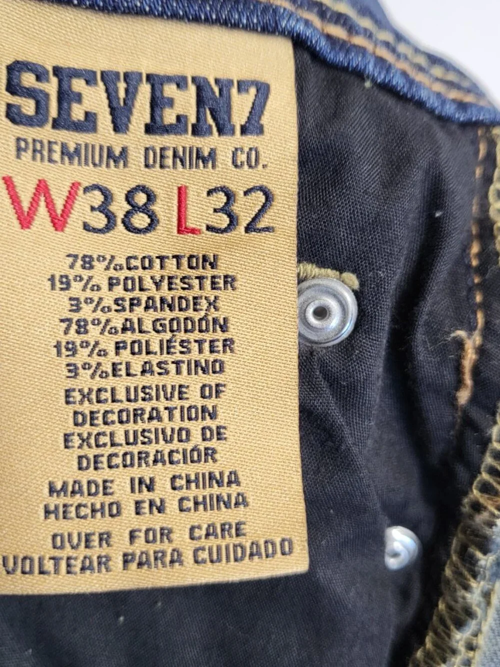 Seven7 Jeans Mens 38 X 32 Slim Straight Fit Premium Denim Pants Blue